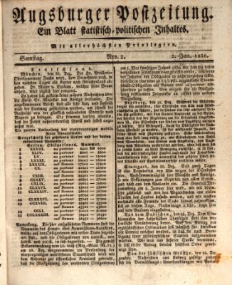 Augsburger Postzeitung Samstag 2. Januar 1836