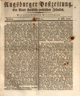 Augsburger Postzeitung Freitag 8. Januar 1836