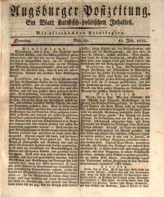 Augsburger Postzeitung Sonntag 10. Januar 1836