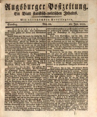 Augsburger Postzeitung Samstag 16. Januar 1836