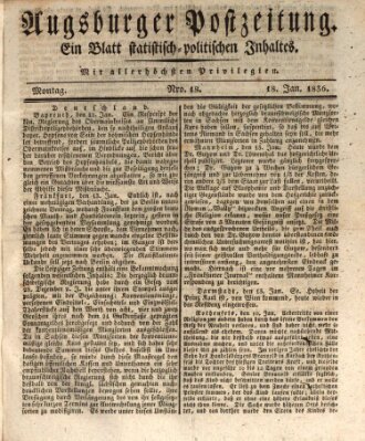 Augsburger Postzeitung Montag 18. Januar 1836