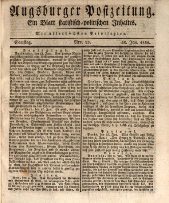 Augsburger Postzeitung Samstag 23. Januar 1836