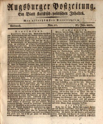 Augsburger Postzeitung Mittwoch 27. Januar 1836