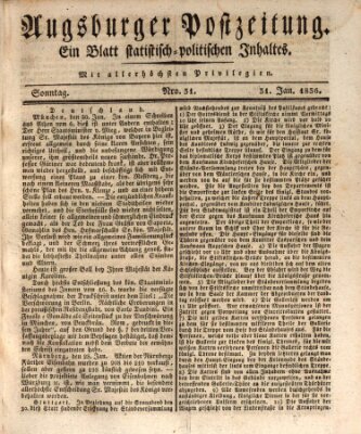 Augsburger Postzeitung Sonntag 31. Januar 1836