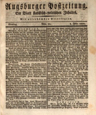 Augsburger Postzeitung Montag 1. Februar 1836