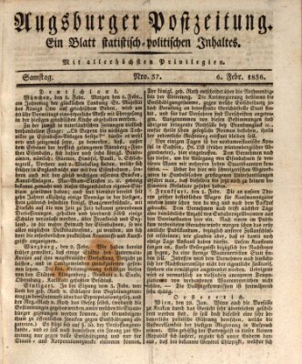 Augsburger Postzeitung Samstag 6. Februar 1836