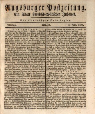 Augsburger Postzeitung Montag 8. Februar 1836