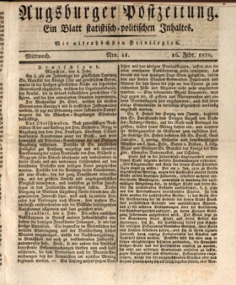 Augsburger Postzeitung Mittwoch 10. Februar 1836