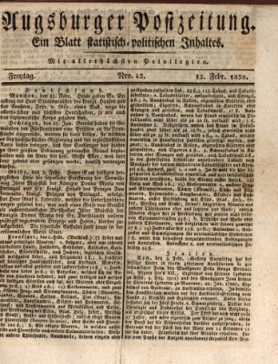 Augsburger Postzeitung Freitag 12. Februar 1836