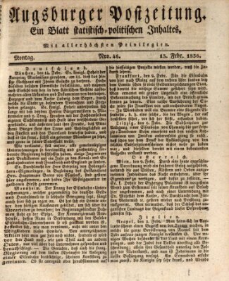 Augsburger Postzeitung Montag 15. Februar 1836