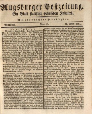 Augsburger Postzeitung Mittwoch 24. Februar 1836