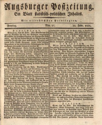 Augsburger Postzeitung Freitag 26. Februar 1836