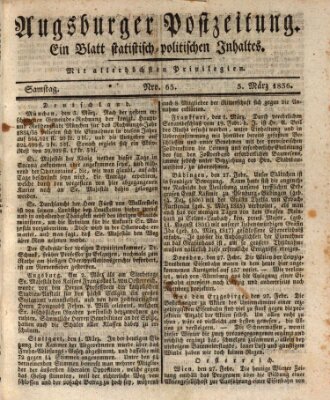 Augsburger Postzeitung Samstag 5. März 1836