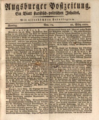 Augsburger Postzeitung Montag 14. März 1836