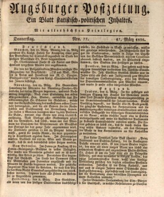 Augsburger Postzeitung Donnerstag 17. März 1836