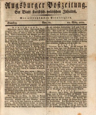 Augsburger Postzeitung Samstag 19. März 1836