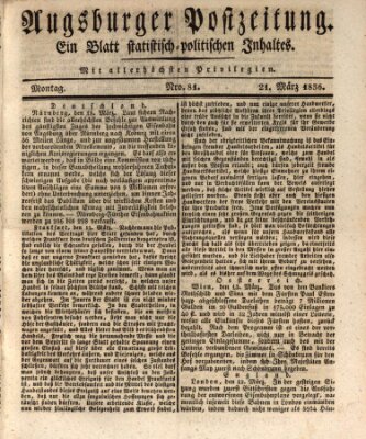 Augsburger Postzeitung Montag 21. März 1836