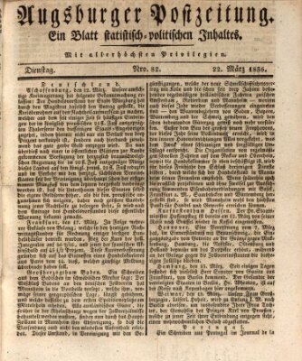 Augsburger Postzeitung Dienstag 22. März 1836