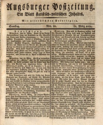 Augsburger Postzeitung Samstag 26. März 1836