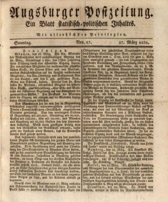 Augsburger Postzeitung Sonntag 27. März 1836