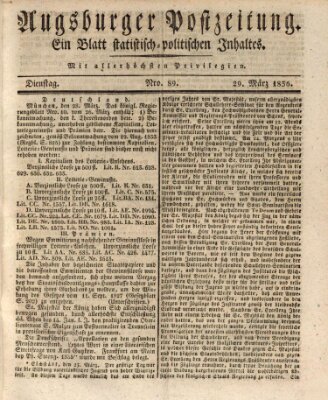 Augsburger Postzeitung Dienstag 29. März 1836