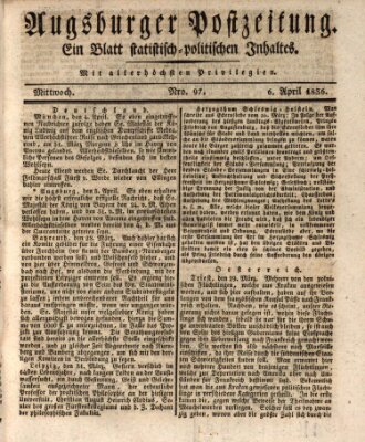 Augsburger Postzeitung Mittwoch 6. April 1836