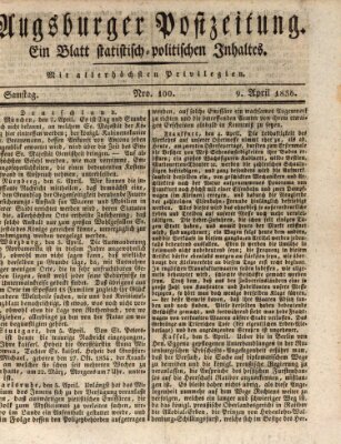 Augsburger Postzeitung Samstag 9. April 1836