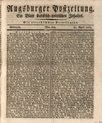 Augsburger Postzeitung Mittwoch 13. April 1836