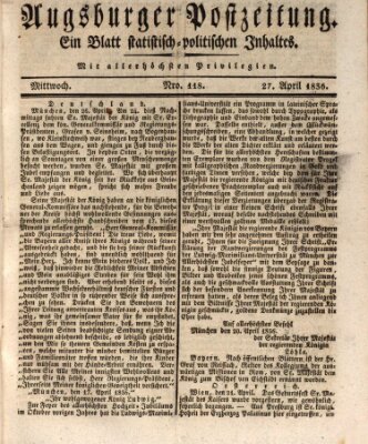 Augsburger Postzeitung Mittwoch 27. April 1836