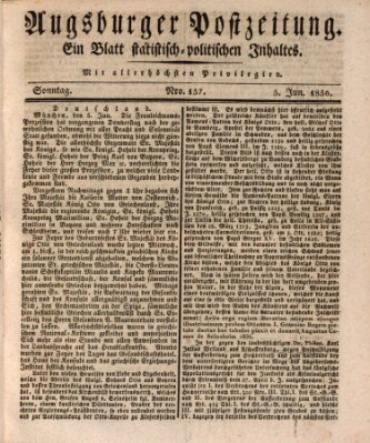 Augsburger Postzeitung Sonntag 5. Juni 1836