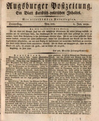 Augsburger Postzeitung Donnerstag 9. Juni 1836