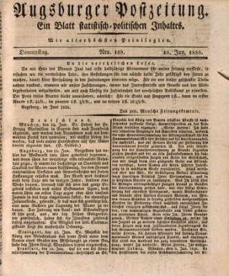 Augsburger Postzeitung Donnerstag 16. Juni 1836