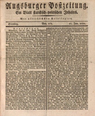 Augsburger Postzeitung Sonntag 19. Juni 1836