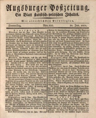 Augsburger Postzeitung Donnerstag 30. Juni 1836