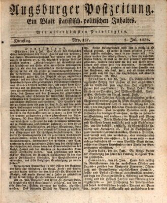 Augsburger Postzeitung Dienstag 5. Juli 1836