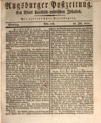 Augsburger Postzeitung Sonntag 10. Juli 1836