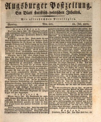 Augsburger Postzeitung Montag 11. Juli 1836