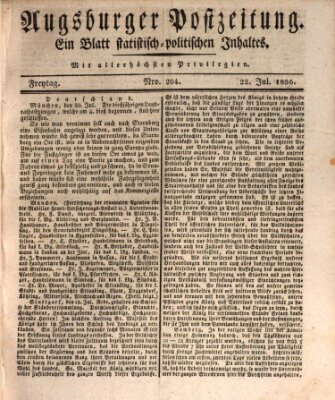 Augsburger Postzeitung Freitag 22. Juli 1836