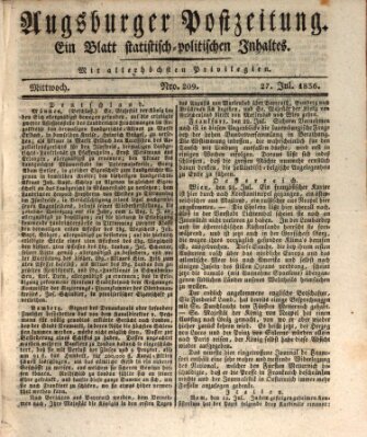 Augsburger Postzeitung Mittwoch 27. Juli 1836