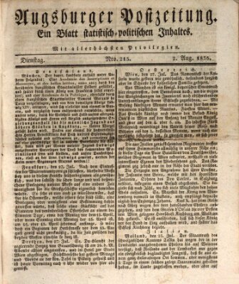 Augsburger Postzeitung Dienstag 2. August 1836