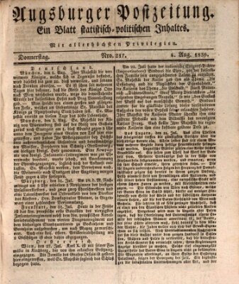 Augsburger Postzeitung Donnerstag 4. August 1836