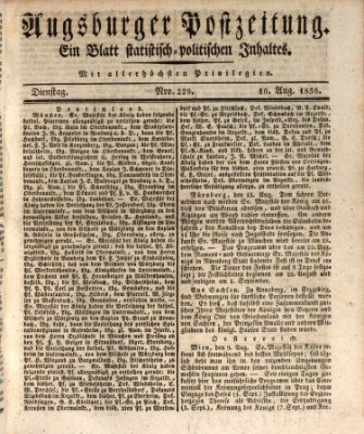 Augsburger Postzeitung Dienstag 16. August 1836