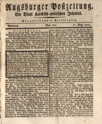 Augsburger Postzeitung Mittwoch 17. August 1836