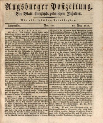 Augsburger Postzeitung Donnerstag 18. August 1836