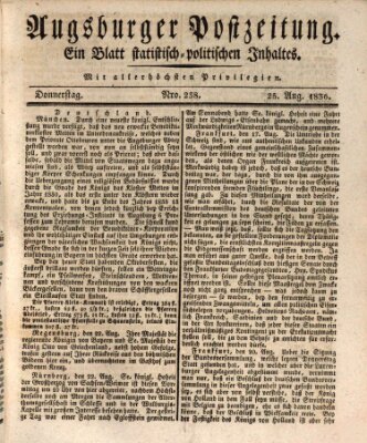 Augsburger Postzeitung Donnerstag 25. August 1836