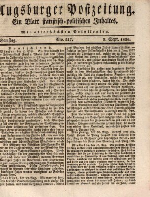 Augsburger Postzeitung Samstag 3. September 1836