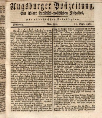 Augsburger Postzeitung Mittwoch 21. September 1836