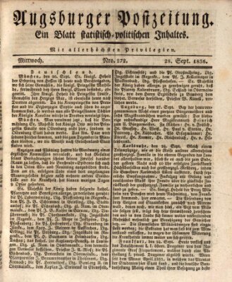 Augsburger Postzeitung Mittwoch 28. September 1836