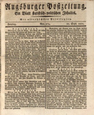 Augsburger Postzeitung Freitag 30. September 1836