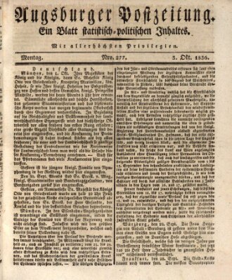 Augsburger Postzeitung Montag 3. Oktober 1836